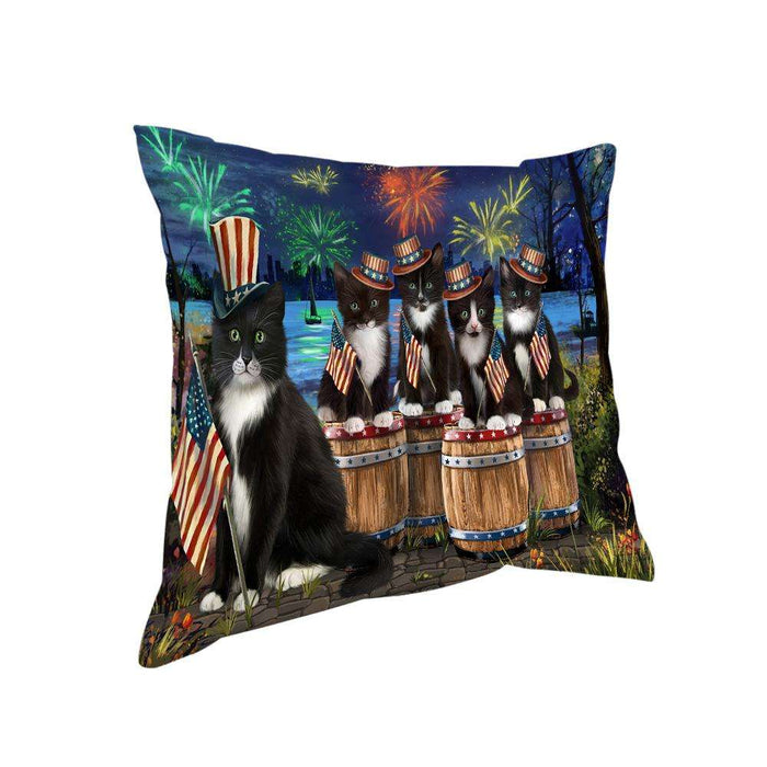 4th of July Independence Day Fireworks Tuxedo Cats at the Lake Pillow PIL60296
