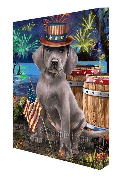4th of July Independence Day Fireworks Weimaraner Dog at the Lake Canvas Print Wall Art Décor CVS77858