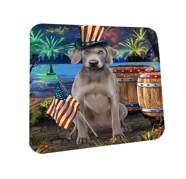 4th of July Independence Day Fireworks Weimaraner Dog at the Lake Coasters Set of 4 CST51207