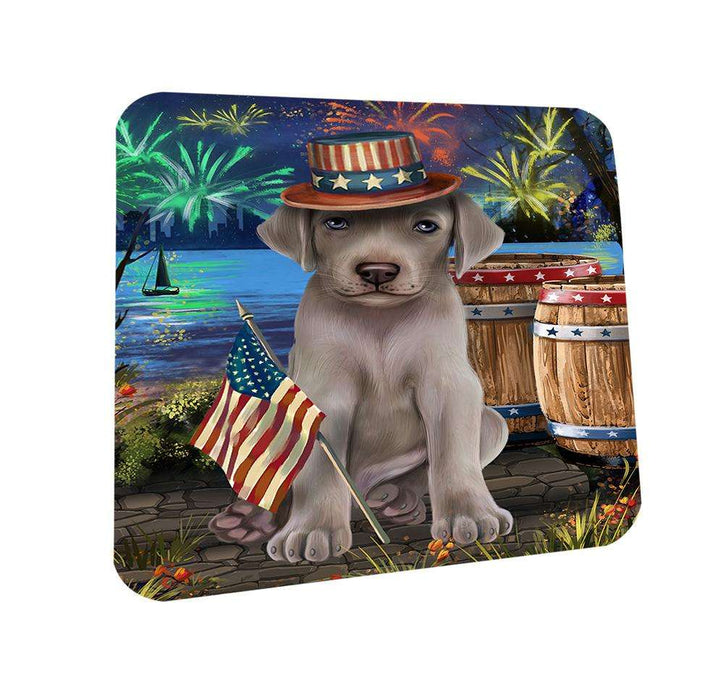 4th of July Independence Day Fireworks Weimaraner Dog at the Lake Coasters Set of 4 CST51208