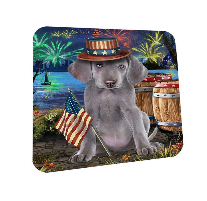 4th of July Independence Day Fireworks Weimaraner Dog at the Lake Coasters Set of 4 CST51209