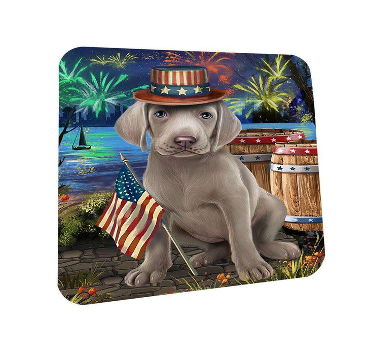 4th of July Independence Day Fireworks Weimaraner Dog at the Lake Coasters Set of 4 CST51210