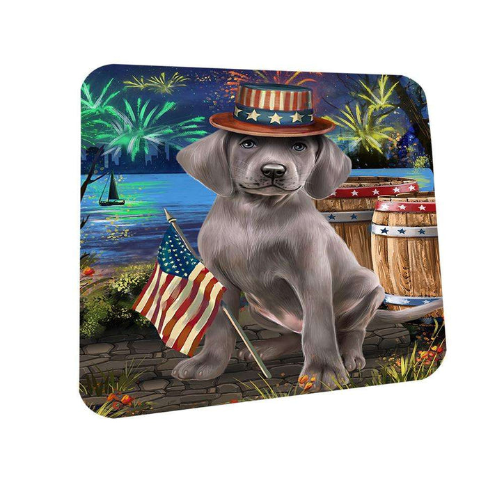4th of July Independence Day Fireworks Weimaraner Dog at the Lake Coasters Set of 4 CST51211