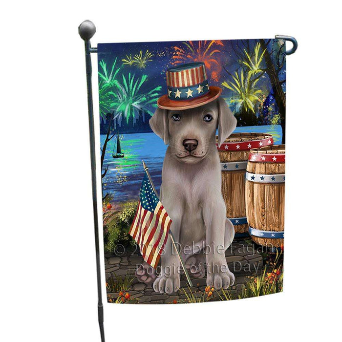 4th of July Independence Day Fireworks Weimaraner Dog at the Lake Garden Flag GFLG51171