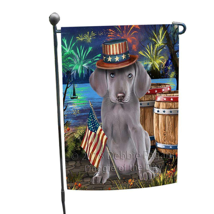 4th of July Independence Day Fireworks Weimaraner Dog at the Lake Garden Flag GFLG51172