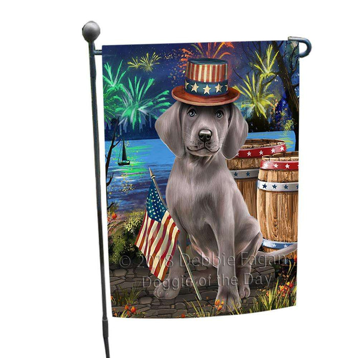 4th of July Independence Day Fireworks Weimaraner Dog at the Lake Garden Flag GFLG51174