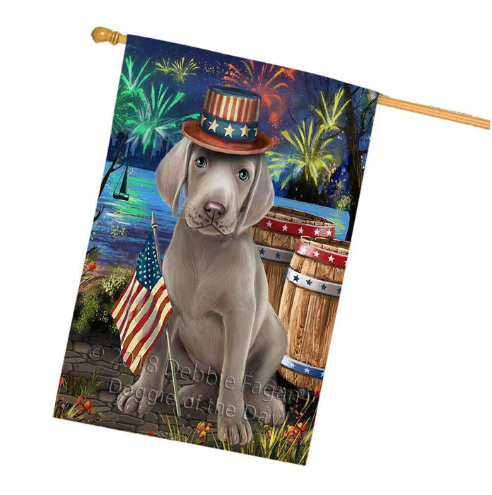 4th of July Independence Day Fireworks Weimaraner Dog at the Lake House Flag FLG51309