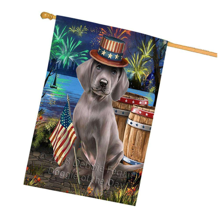 4th of July Independence Day Fireworks Weimaraner Dog at the Lake House Flag FLG51310