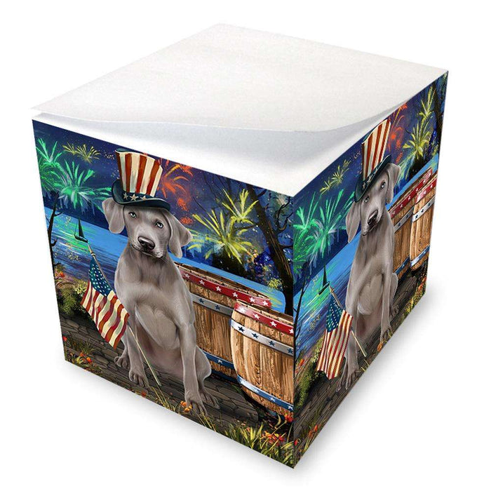 4th of July Independence Day Fireworks Weimaraner Dog at the Lake Note Cube NOC51248
