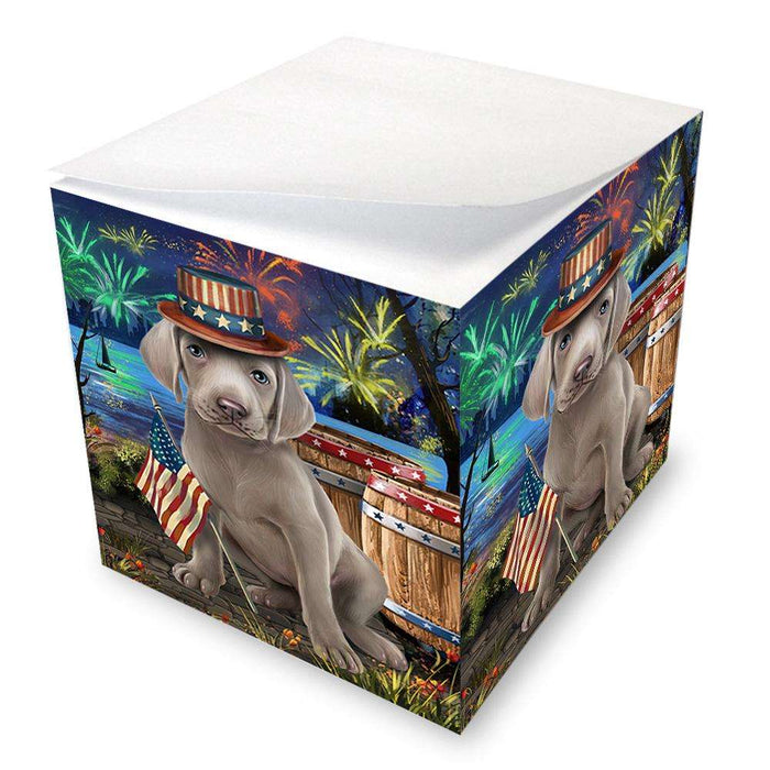 4th of July Independence Day Fireworks Weimaraner Dog at the Lake Note Cube NOC51251