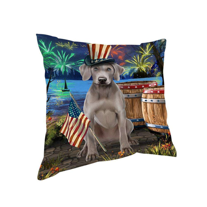 4th of July Independence Day Fireworks Weimaraner Dog at the Lake Pillow PIL61056