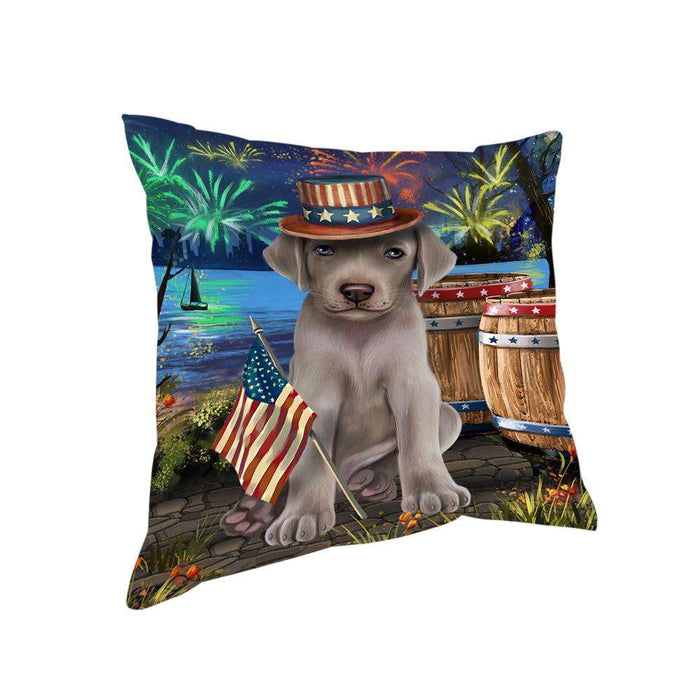 4th of July Independence Day Fireworks Weimaraner Dog at the Lake Pillow PIL61060