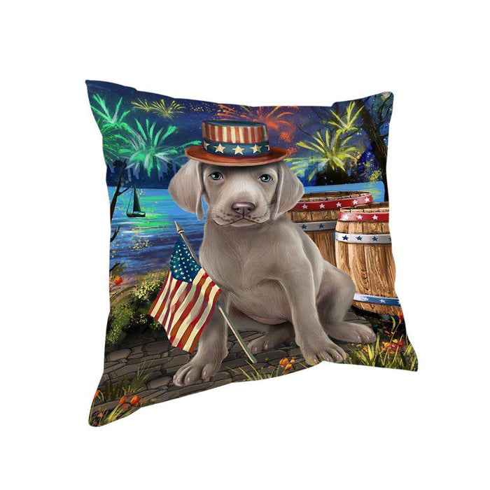 4th of July Independence Day Fireworks Weimaraner Dog at the Lake Pillow PIL61068