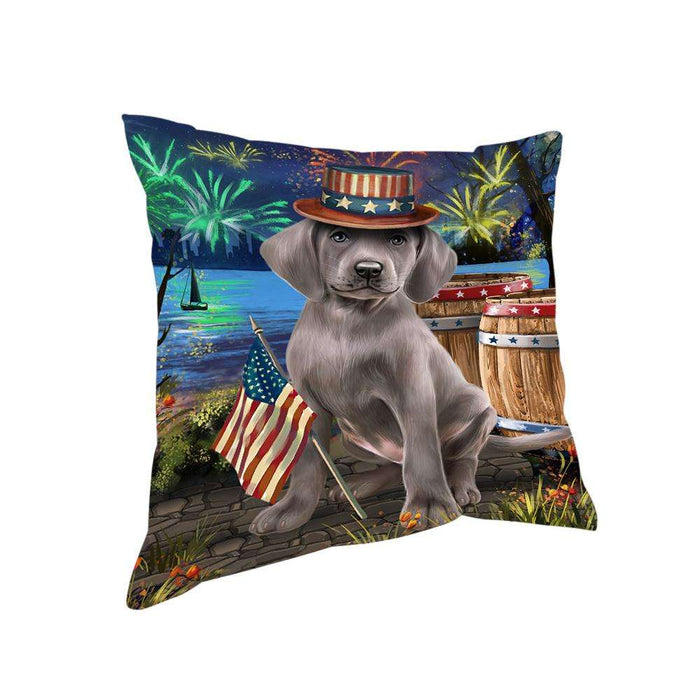 4th of July Independence Day Fireworks Weimaraner Dog at the Lake Pillow PIL61072