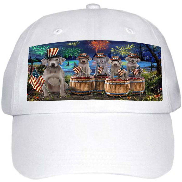 4th of July Independence Day Fireworks Weimaraners at the Lake Ball Hat Cap HAT56910