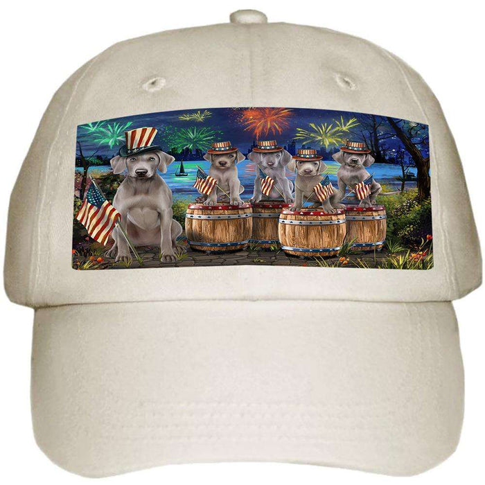 4th of July Independence Day Fireworks Weimaraners at the Lake Ball Hat Cap HAT56910