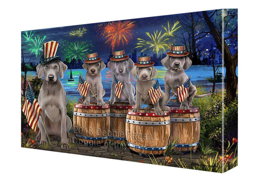 4th of July Independence Day Fireworks Weimaraners at the Lake Canvas Print Wall Art Décor CVS76121