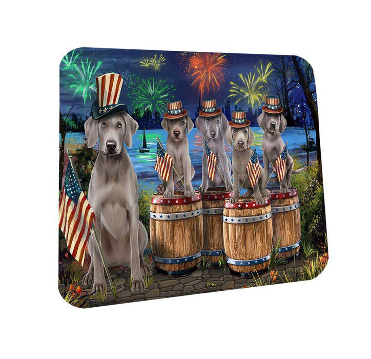 4th of July Independence Day Fireworks Weimaraners at the Lake Coasters Set of 4 CST51018