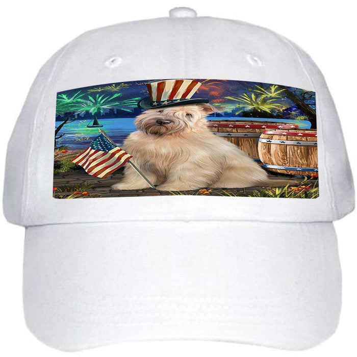 4th of July Independence Day Fireworks Wheaten Terrier Dog at the Lake Ball Hat Cap HAT57492