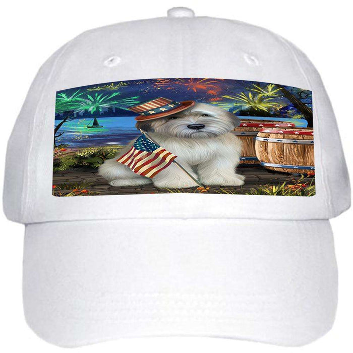 4th of July Independence Day Fireworks Wheaten Terrier Dog at the Lake Ball Hat Cap HAT57495