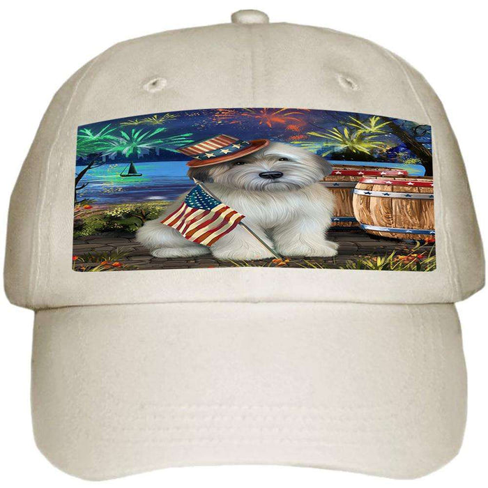 4th of July Independence Day Fireworks Wheaten Terrier Dog at the Lake Ball Hat Cap HAT57495