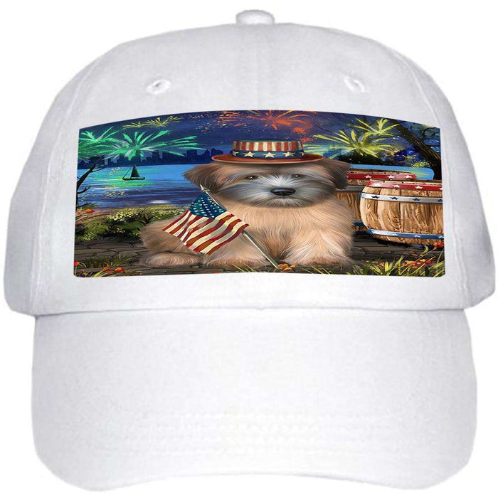 4th of July Independence Day Fireworks Wheaten Terrier Dog at the Lake Ball Hat Cap HAT57498