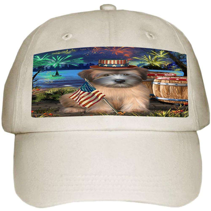 4th of July Independence Day Fireworks Wheaten Terrier Dog at the Lake Ball Hat Cap HAT57498