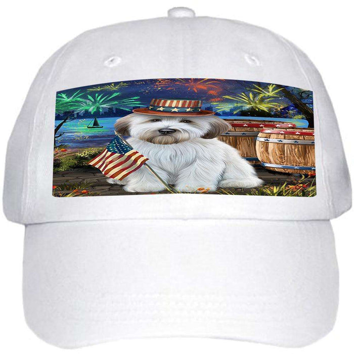 4th of July Independence Day Fireworks Wheaten Terrier Dog at the Lake Ball Hat Cap HAT57504