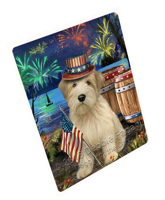 4th of July Independence Day Fireworks Wheaten Terrier Dog at the Lake Blanket BLNKT77385