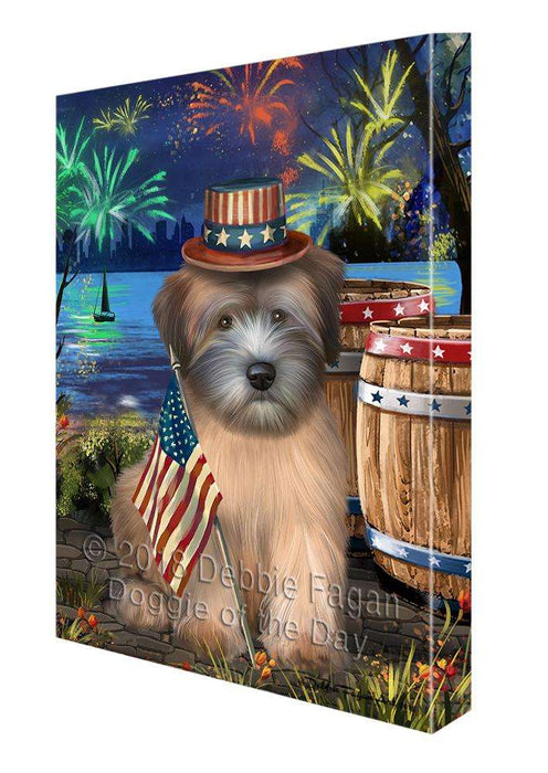 4th of July Independence Day Fireworks Wheaten Terrier Dog at the Lake Canvas Print Wall Art Décor CVS77885