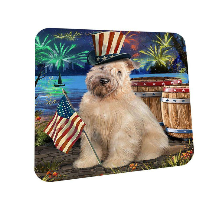 4th of July Independence Day Fireworks Wheaten Terrier Dog at the Lake Coasters Set of 4 CST51212