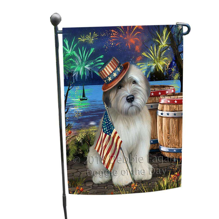 4th of July Independence Day Fireworks Wheaten Terrier Dog at the Lake Garden Flag GFLG51176