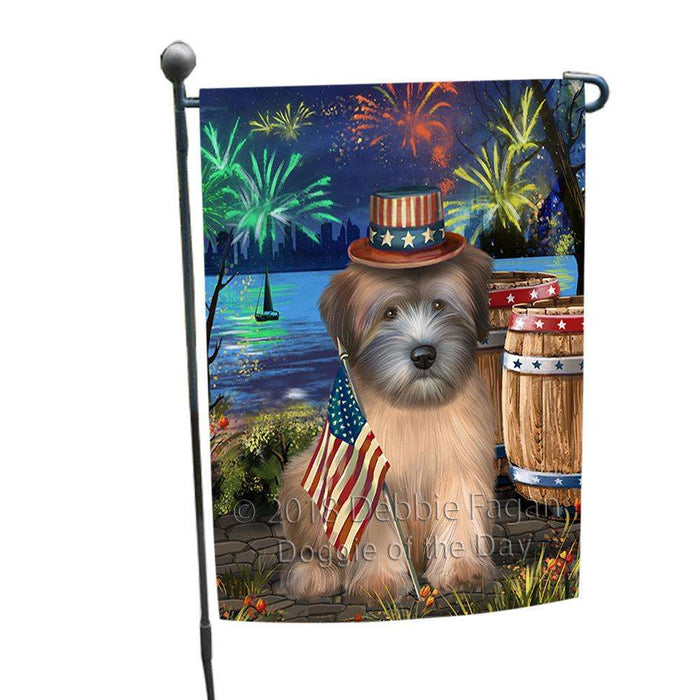 4th of July Independence Day Fireworks Wheaten Terrier Dog at the Lake Garden Flag GFLG51177