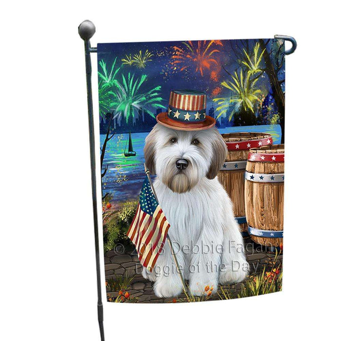 4th of July Independence Day Fireworks Wheaten Terrier Dog at the Lake Garden Flag GFLG51179