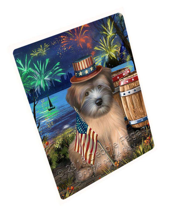 4th of July Independence Day Fireworks Wheaten Terrier Dog at the Lake Large Refrigerator / Dishwasher Magnet RMAG67578