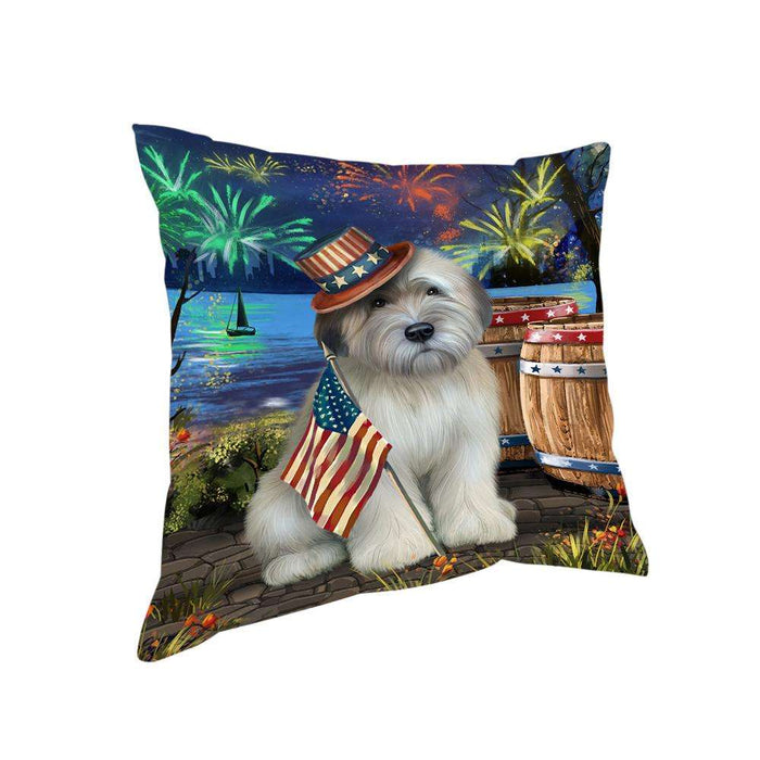 4th of July Independence Day Fireworks Wheaten Terrier Dog at the Lake Pillow PIL61080