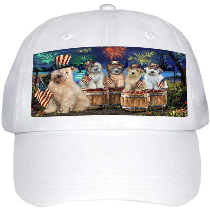 4th of July Independence Day Fireworks Wheaten Terriers at the Lake Ball Hat Cap HAT56913