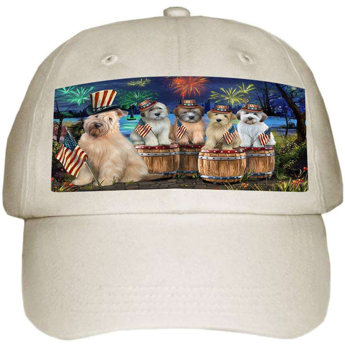 4th of July Independence Day Fireworks Wheaten Terriers at the Lake Ball Hat Cap HAT56913