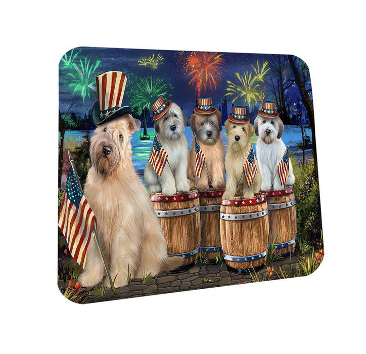 4th of July Independence Day Fireworks Wheaten Terriers at the Lake Coasters Set of 4 CST51019