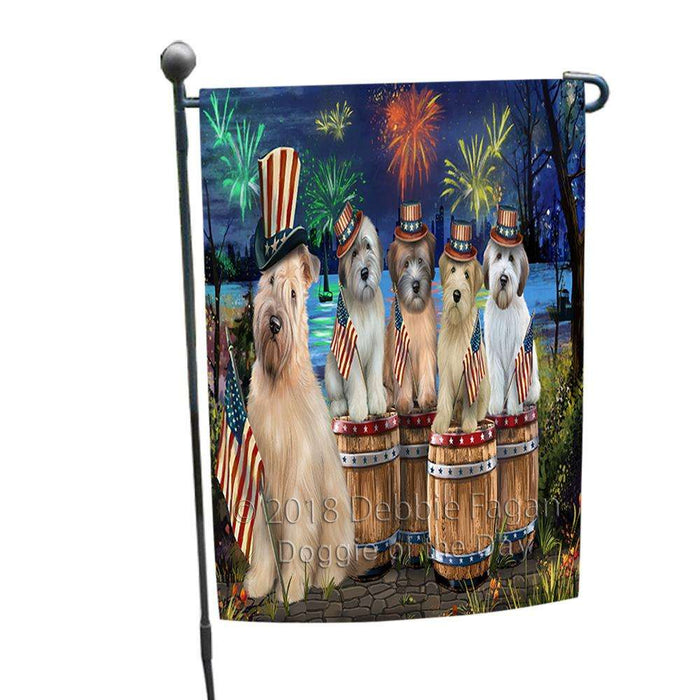 4th of July Independence Day Fireworks Wheaten Terriers at the Lake Garden Flag GFLG50982