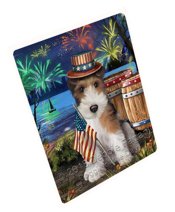 4th of July Independence Day Fireworks Wire Hair Fox Terrier Dog at the Lake Blanket BLNKT77430