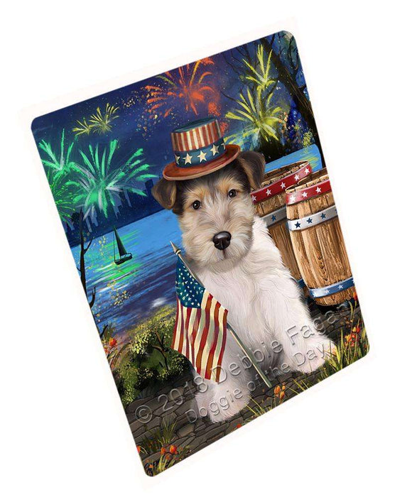 4th of July Independence Day Fireworks Wire Hair Fox Terrier Dog at the Lake Large Refrigerator / Dishwasher Magnet RMAG67608