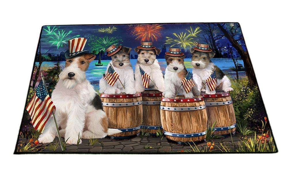 4th of July Independence Day Fireworks Wire Hair Fox Terriers at the Lake Floormat FLMS51009