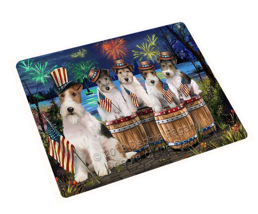 4th of July Independence Day Fireworks Wire Hair Fox Terriers at the Lake Large Refrigerator / Dishwasher Magnet RMAG66414