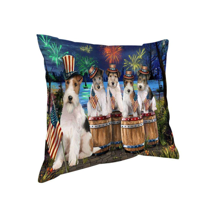 4th of July Independence Day Fireworks Wire Hair Fox Terriers at the Lake Pillow PIL60308