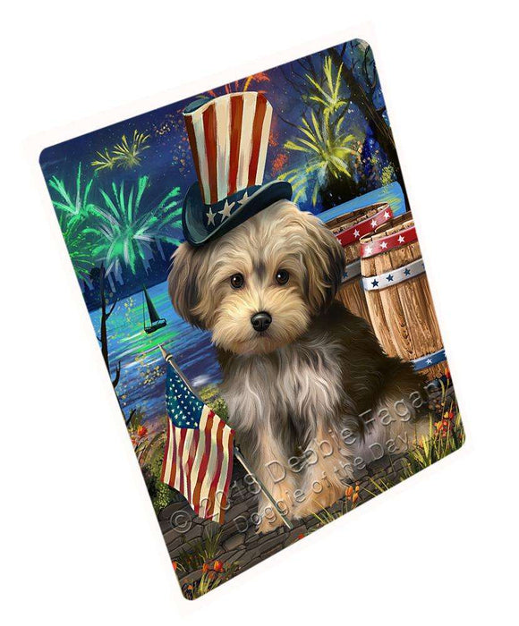 4th of July Independence Day Fireworks Yorkipoo Dog at the Lake Blanket BLNKT77448