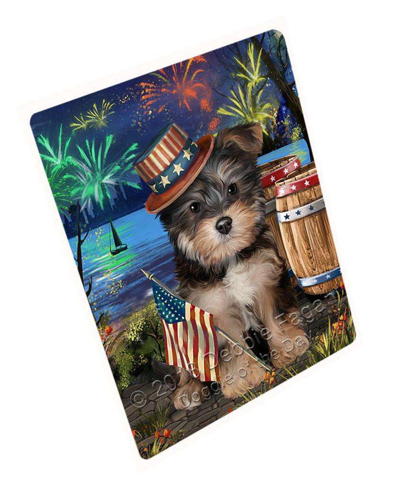 4th of July Independence Day Fireworks Yorkipoo Dog at the Lake Blanket BLNKT77457