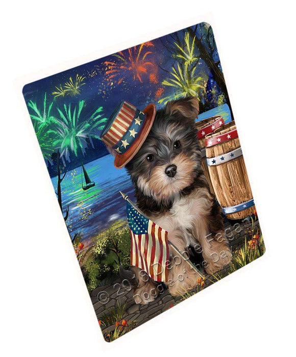 4th of July Independence Day Fireworks Yorkipoo Dog at the Lake Blanket BLNKT77466