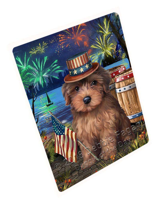 4th of July Independence Day Fireworks Yorkipoo Dog at the Lake Blanket BLNKT77484
