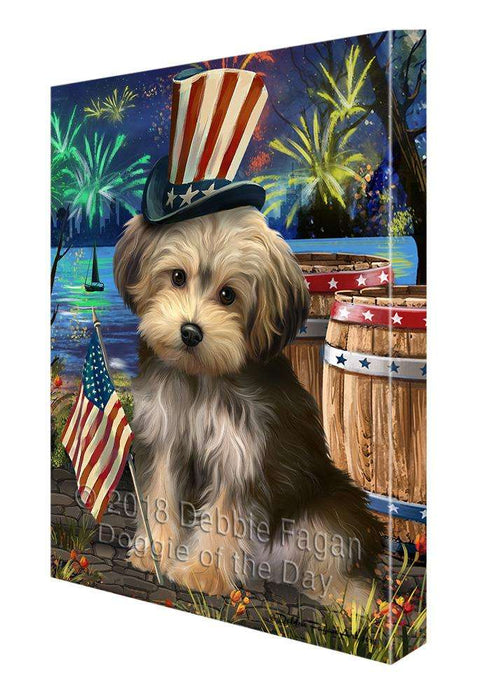 4th of July Independence Day Fireworks Yorkipoo Dog at the Lake Canvas Print Wall Art Décor CVS77957